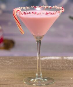 pink cocktail in a cocktail glass Christmas Candy Cane 