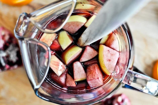 Winter Pomegranate Sangria with fruit